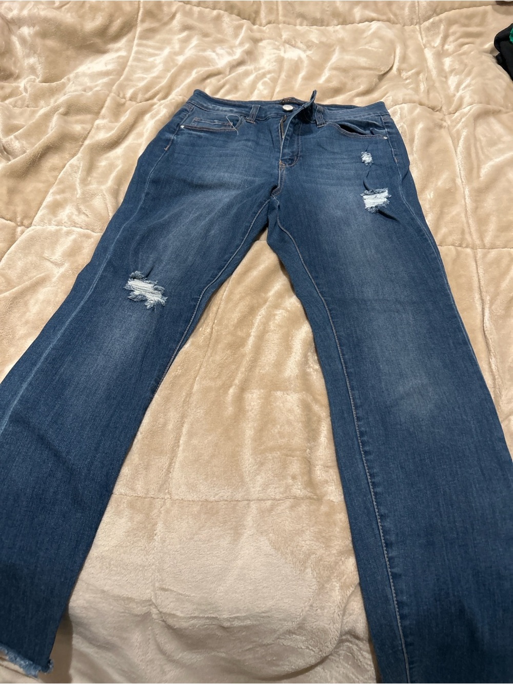 refuge Dark Blue Distressed Straight Leg Jeans